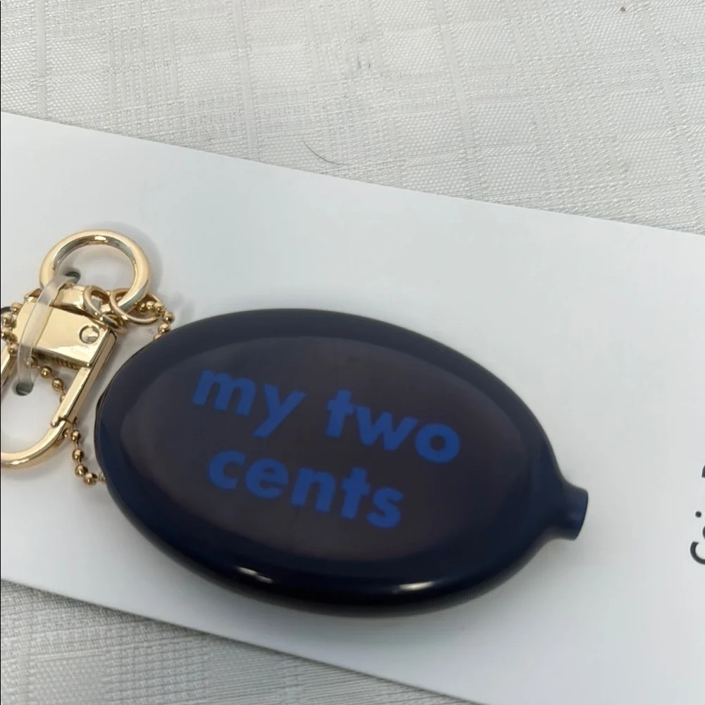 Kate Spade x Target “ my two cents “ Navy Blue Coin Holder Keychain